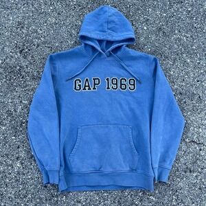 1990s Blue GAP Arch Logo Hoodie Size M
